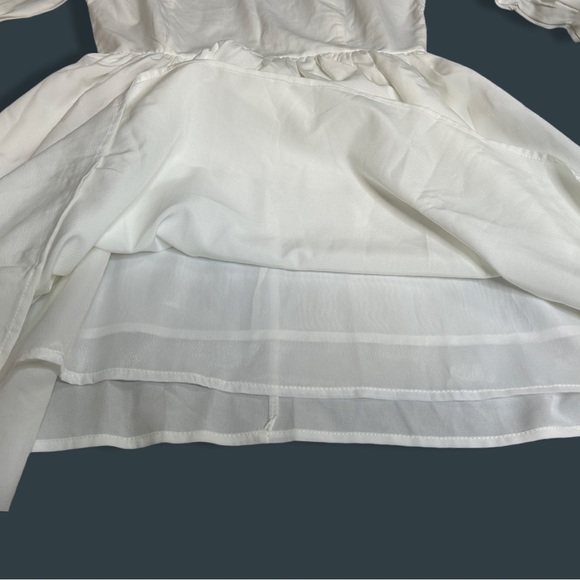 French Dress Square Neck High Waist Bubble Sleeve A Line Womens Casual - Picture 6 of 6